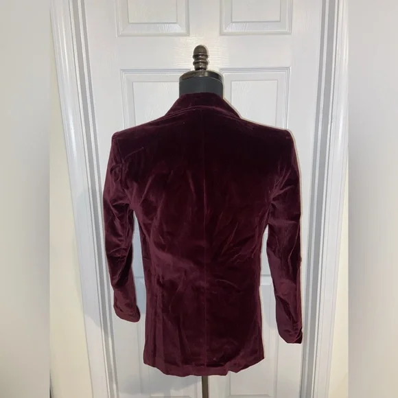 Rafaella Women’s Burgundy Velvet Blazer size 6 business casual 100% cotton - Picture 3 of 7
